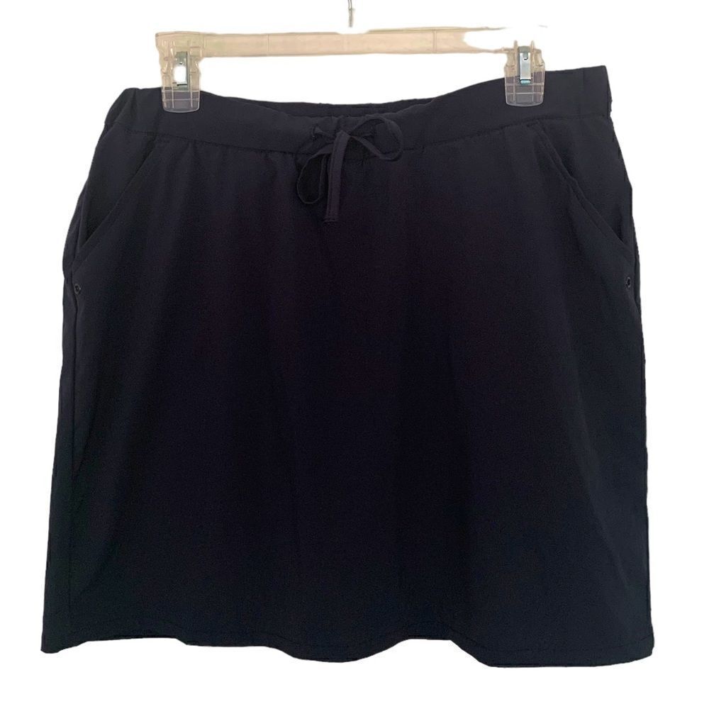 Lee Relaxed Fit Elastic Waist Tie Navy Blue Performance Skirt Sz M/L